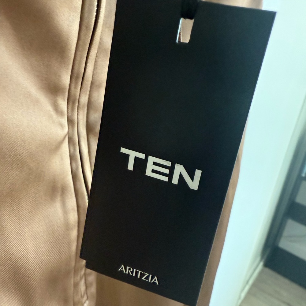Aritzia Strapless Satin Dress in Gold - Picture 6 of 8